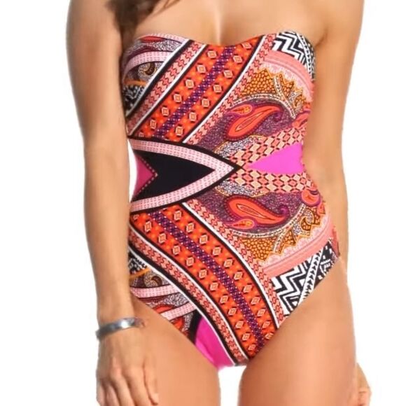 Kenneth Cole Vibrant Strappy Back One-Piece Swimsuit - Picture 4 of 4